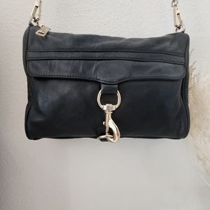 Rebecca Minkoff MAC Black Leather Crossbody Bag with light gold Hardware